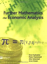 Further Mathematics for Economic Analysis; Knut Sydsæter; 2005