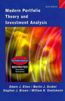 WIE Modern Portfolio Theory and Investment Analysis; Edwin J. Elton, Martin J. Gruber, Stephen J. Brown; 2003