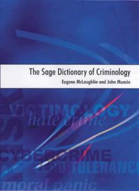 The SAGE Dictionary of Criminology; Eugene McLaughlin, John Muncie; 2001