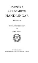 Svenska Akademiens Handlingar Del 88 1; Svenska akademien; 1981
