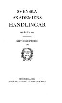 Svenska Akademiens Handlingar. D. 92 (1985); Svenska akademien; 1986