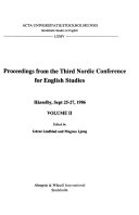 Proceedings from the Third Nordic Conference for English Studies Hässelby, Sept 25–27, 1986; Ishrat Lindblad, Magnus Ljung; 1987