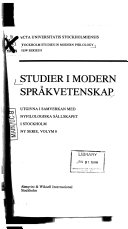 Studier i modern språkvetenskap Ny serie, Volym 8; Astrid Stedje, Gunnel Engwall, Barbro Nilsson; 1987