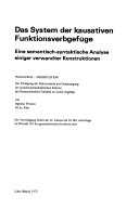 Das System der kausativen Funktionsverbgefüge : eine semantisch-syntaktisch; Ingemar Persson; 1975