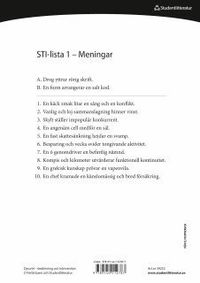 Dysartri - STI-lista 1-50 - Ord- och meningslistor för testning av patientens förståelighet; Lena Hartelius; 2015