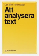 Att analysera text: stilanalys med exempel; Lars Melin, Sven Lange; 1995
