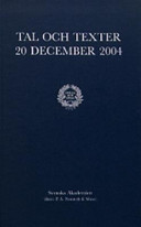 Tal och texter 20 december 2004; Svenska Akademien; 2005