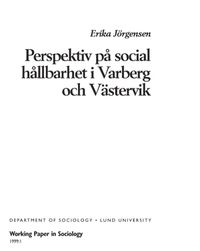 Perspektiv på social hållbarhet i Varberg och Västervik; Erika Jörgensen; 1997